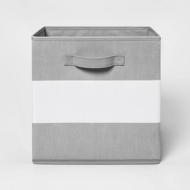 13" Fabric Stripe Storage Bin Gray - Pillowfort™