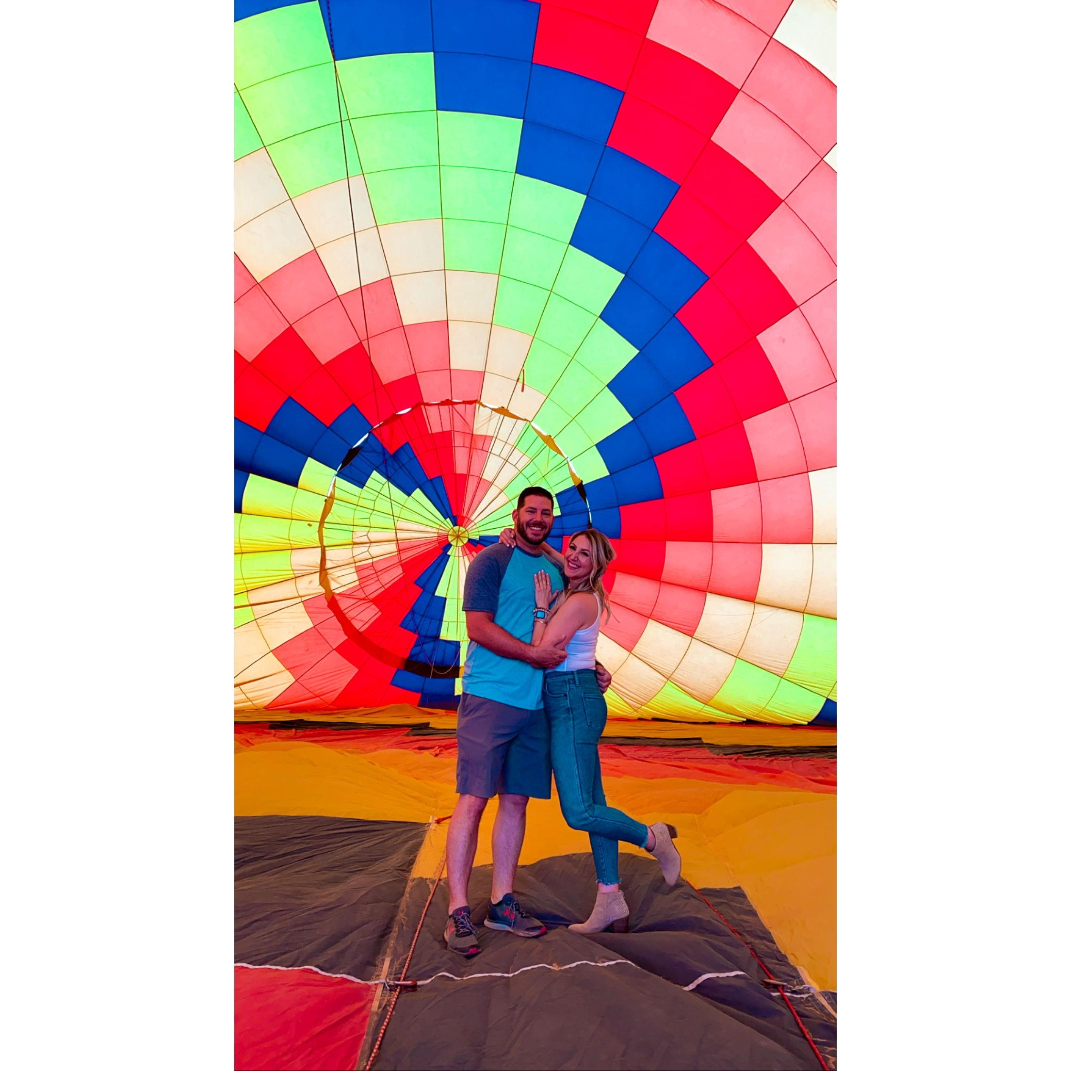 Brian planned a surprise hot air balloon ride!! We even got to help inflate the balloon