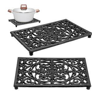 Sumnacon 2Pcs Rectangle Cast Iron Trivet - Heat Resistant Iron Trivet for Hot Dish Pot Pan Plate Teapot, Rustic Cast Iron Hot Dish Plate Holder for Kitchen Dining Table Countertop Cooktop