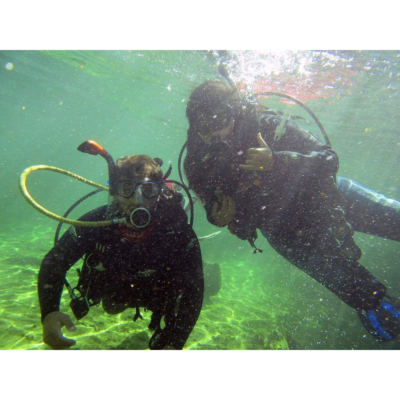 Right after David first told Caroline ‘I love you’—underwater in a cave during a dive, using hand signals.
