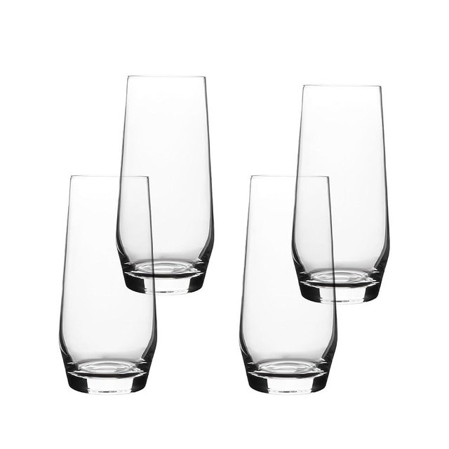 over&back 12oz Traditional Glassware - Set of 4 Classic Stemless Drinking Glasses for Parties, Get-togethers, and More - Mouth-Blown - Wine Cups for Kitchen and Dining Room - Clear
