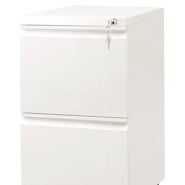 DEVAISE 2 Drawer Mobile File Cabinet with Lock, Commercial Vertical Filing Cabinet for Home Office, White