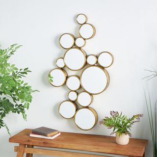 Golden Contemporary Multi-Paneled Wall Mirror