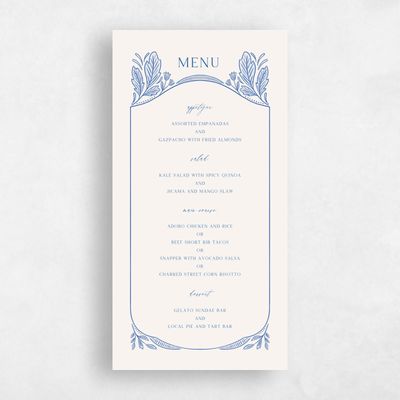 Blue Greenery Wedding Menu - Caleania