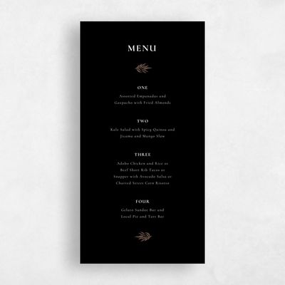 Black Wedding Menu - Cappell