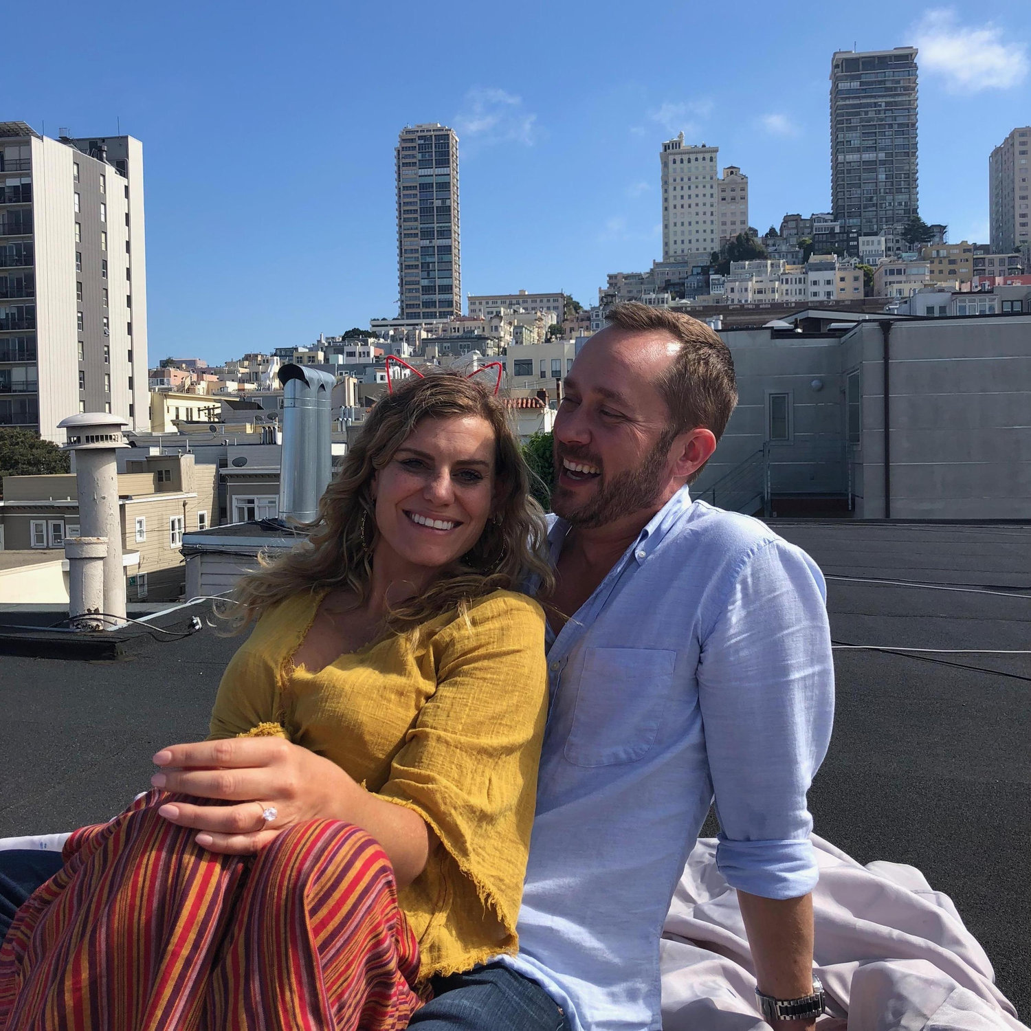 engagement weekend, hanging with our friends on Ivan's rooftop!
