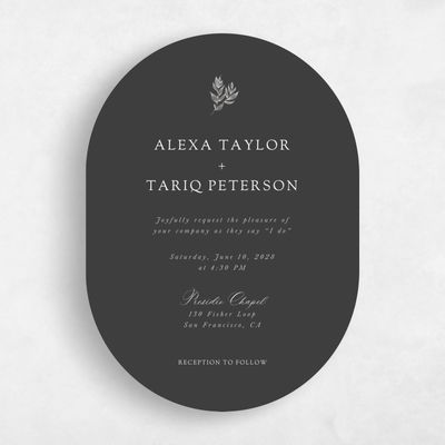 Grey Oval Wedding Invitation - Leif Portrait