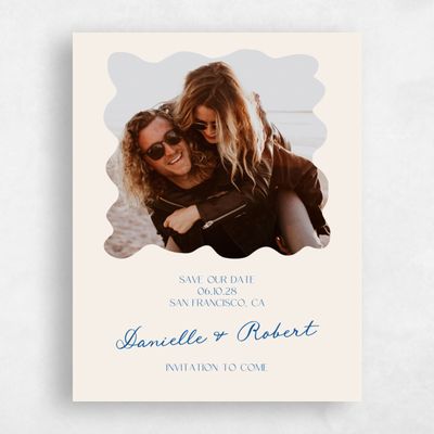 Cobalt, Blue Wedding Save the Date - Cerise Photo