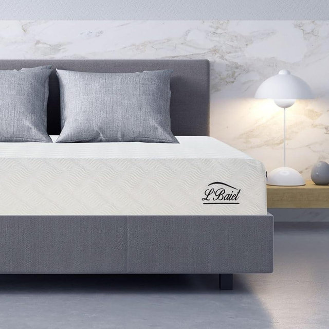 L’Baiet 8 Inch Gel Memory Foam Mattress, Twin Size - Bed in a Box - Medium Firm - Breathable Cooling-Gel Comfort Technology - Pressure Relief Comfy Support Soft Fabric Cover - CertiPUR-US Certified