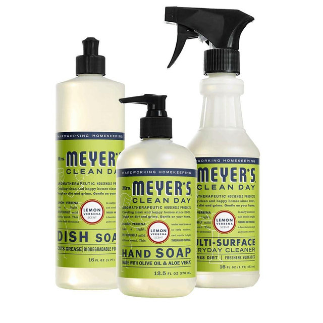 MRS. MEYER'S CLEAN DAY Kitchen Basics Gift Set, Lemon Verbena Scent Cleaning Supplies, includes Dish Soap, Hand Soap and Multi Surface Cleaner