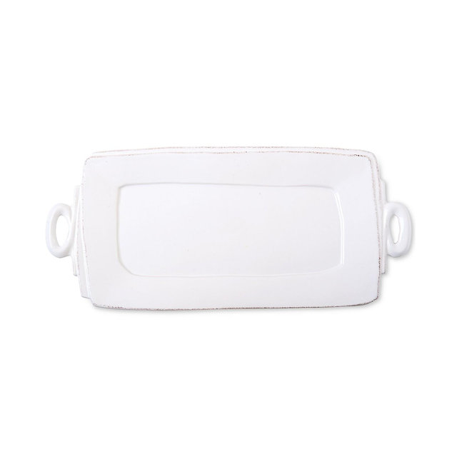 Vietri Lastra White Collection Handled Rectangular Platter