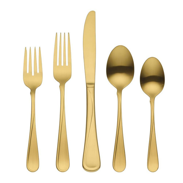Oneida 899220 Flight Gold Satin 20-Piece Flatware Set, Service For 4