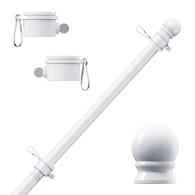 PHITRIC Flag Pole, Tangle Free Spinning Stainless Steel Rustproof Flagpole for 3x5 Sports Fan Outdoor Flags for Outside House (White, 5FT, Without Bracket)