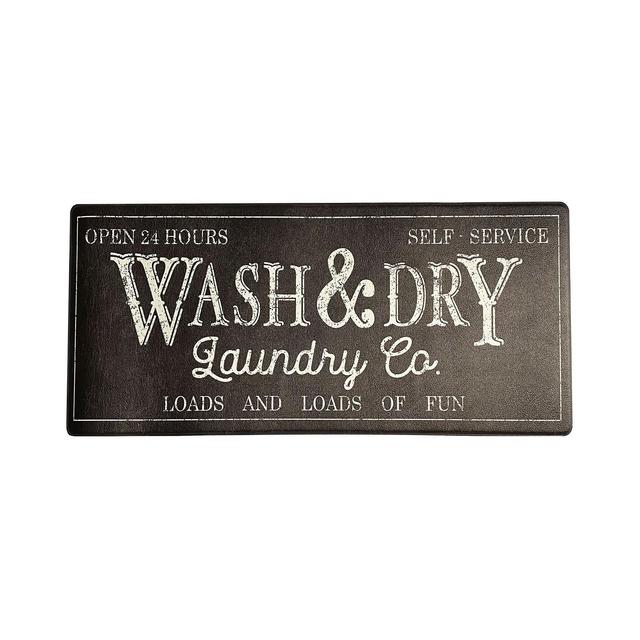 Elrene Farmhouse Living Rustic Laundry Co. Wash and Dry Country Anti Fatigue Comfort Mat, 18"x48"