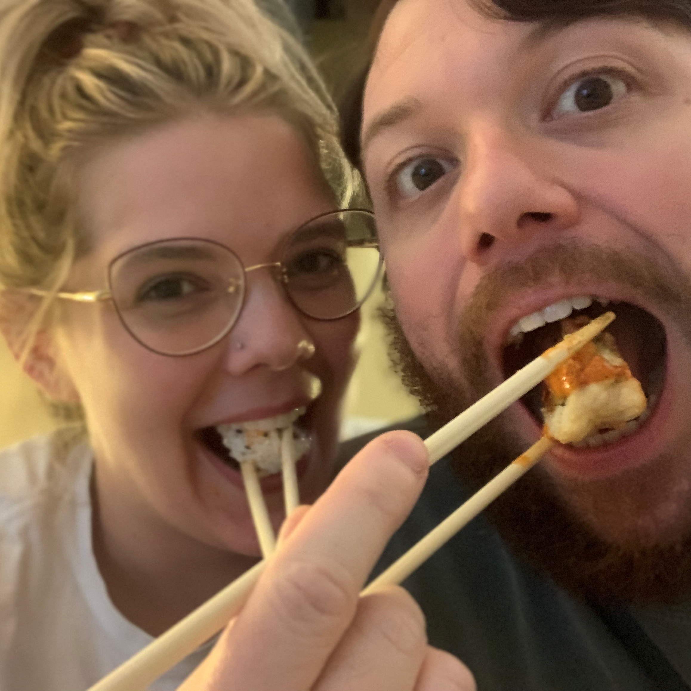We bond over our undying love for sushi.