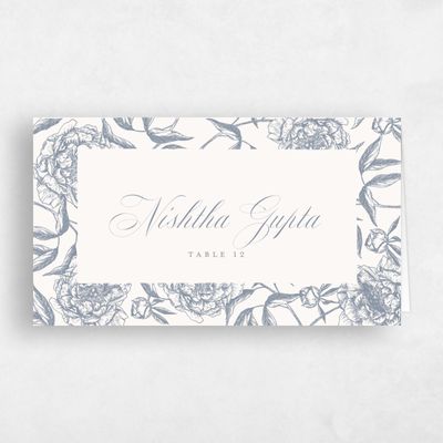 Periwinkle Gray, Grey Wedding Place Card - Pivoine