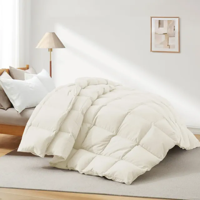 Peace Nest 360 Thread Count White Down Comforter Duvet Insert, Ivory/Medium weight, King