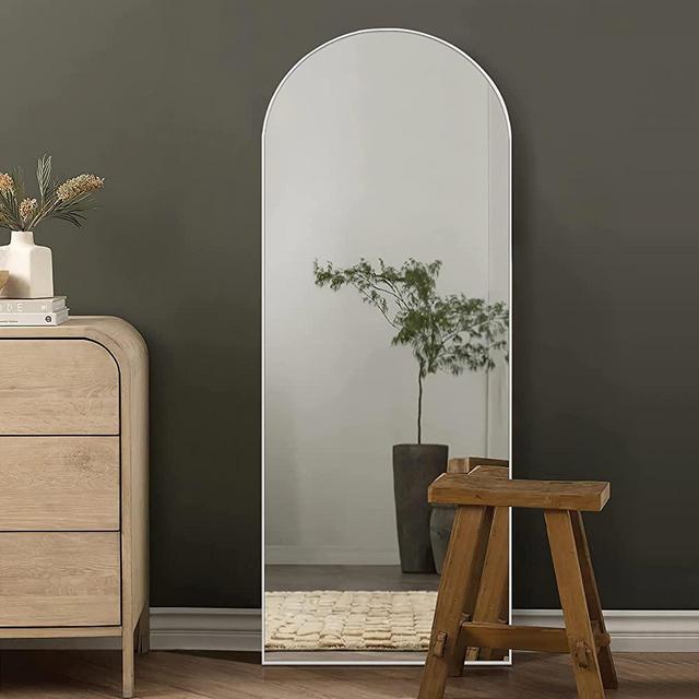 NeuType 64"x21" Arched Full Length Mirror Large Arched Floor Mirror with Stand Arched Shape Wall Mounted Mirror Large Full Body Bedroom Mirror Hanging or Leaning Against Wall, Wood Framed, Off-White