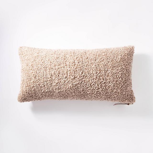 Oversized Lumbar Boucle Throw Pillow with Exposed Zipper Taupe - Threshold™ designed with Studio McGee