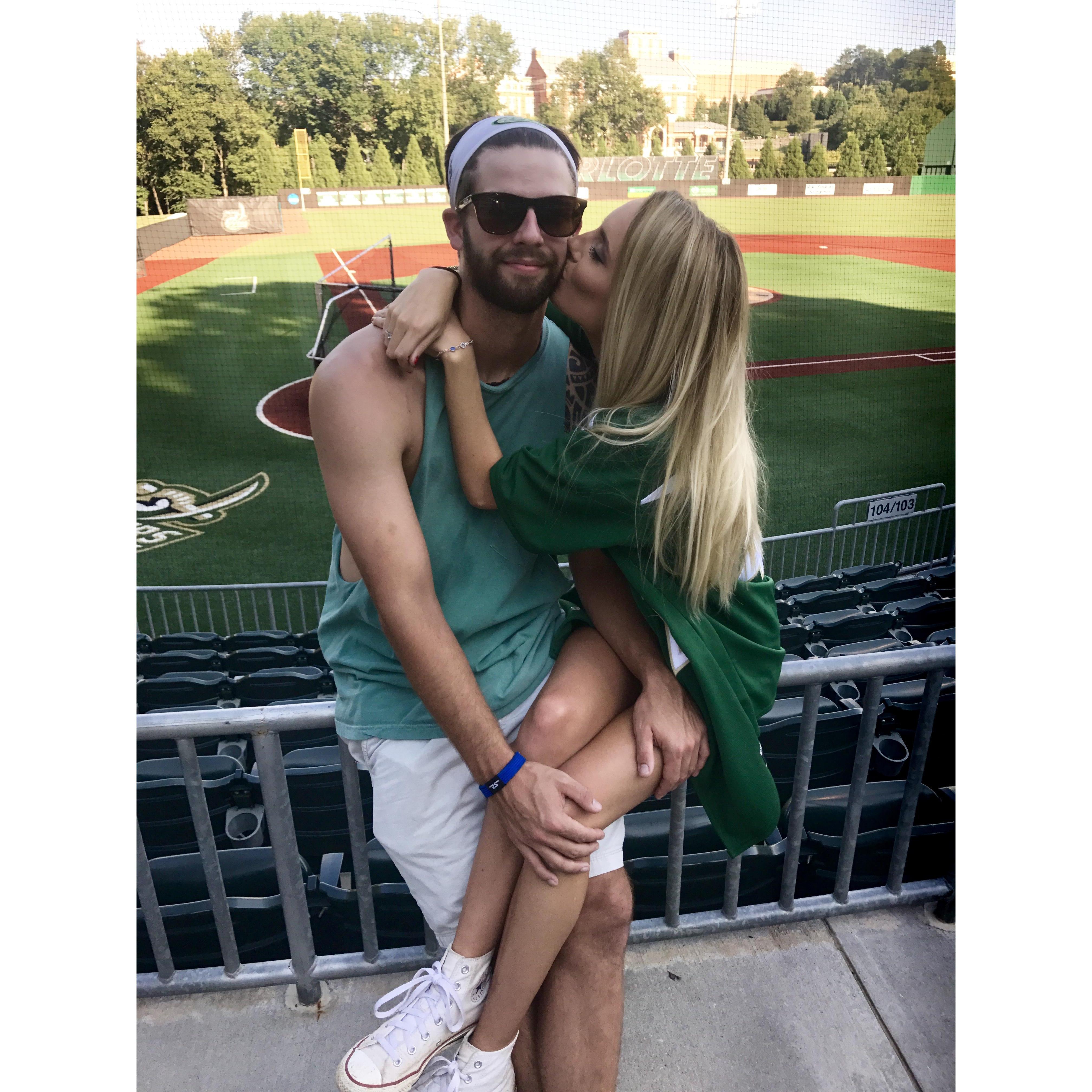 The place we spent most of our relationship thus far, the baseball field!