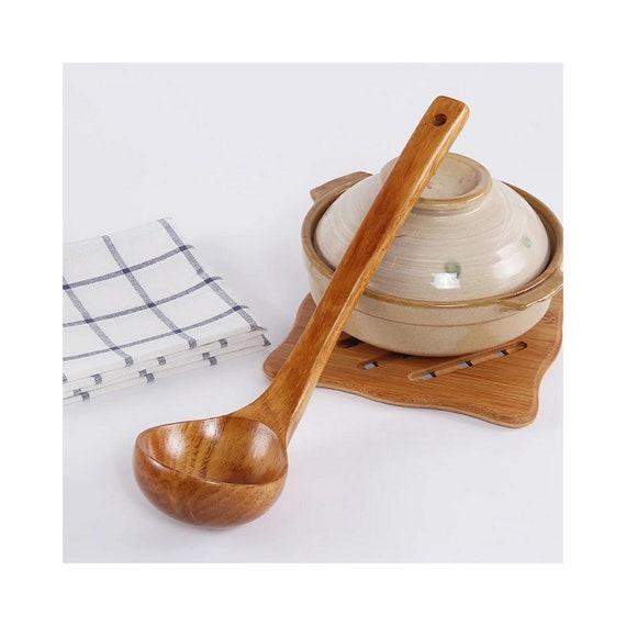 Japanese Style Solid Wooden Spoon Soup Ladle Long Handle Spoon/ Kitchen Ladle/ Cooking Spoon/ Homemade Spoon/ Ladle/ Collectible Spoon
