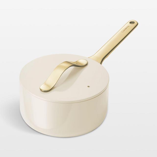 Caraway Cream and Gold 1.75-Qt. Mini Saucepan
