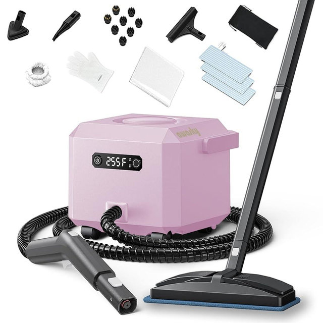 Steam Cleaner: 50s Fast Heat-up Steamer for Home Hardwood Floor Bed Car Detailing Cleaning Pink