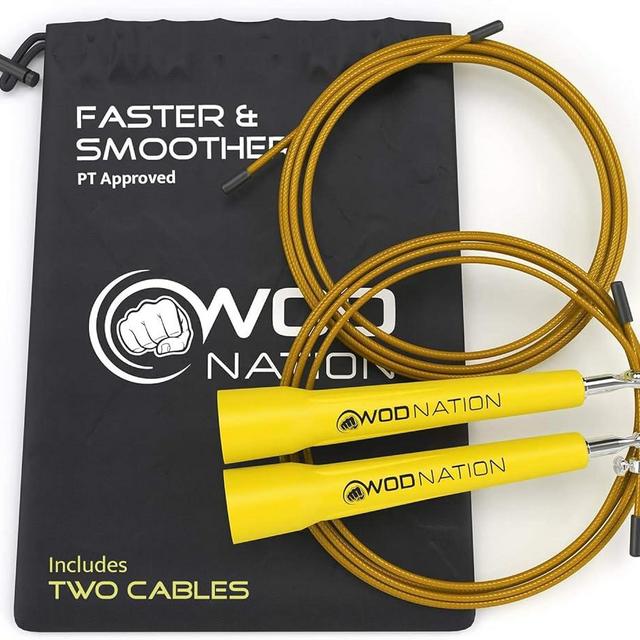 WOD Nation Adjustable Speed Jump Rope For Men, Women & Children - Blazing Fast Fitness Skipping Rope Perfect for Boxing, MMA, Endurance