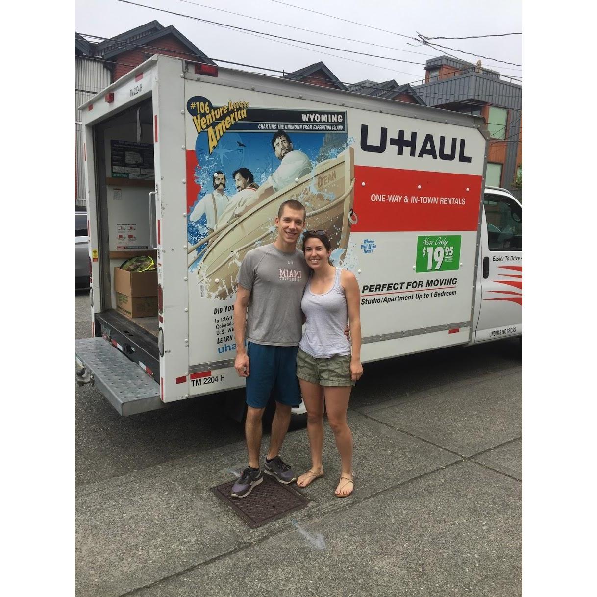 Moving day...Alan and Laura moved into their first apartment together.