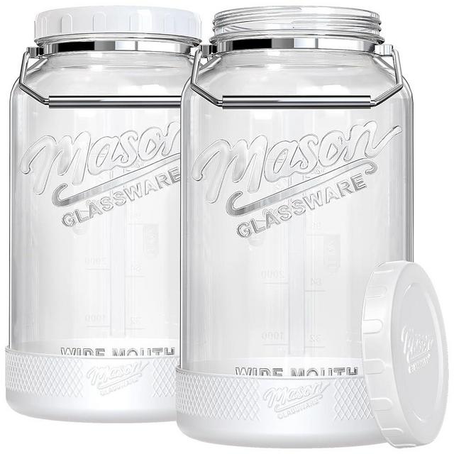 [NEW] 1.5 Gallon Huge Glass Jar with Airtight Lid, Wide Mouth Large Mason Jars for Fermenting, Pickling, Canning, Water Glassing Eggs, Kombucha, and Food Storage – with Handle & Scale Marks(2 Packs)