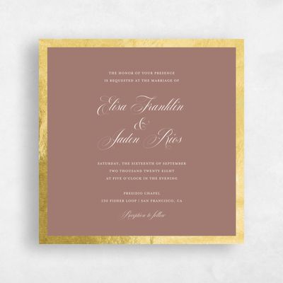 Brown Wedding Invitation - Azurite Square Foil