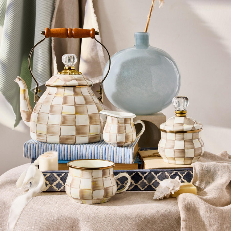MacKenzie-Childs, Mocha Check Enamel Creamer | Zola