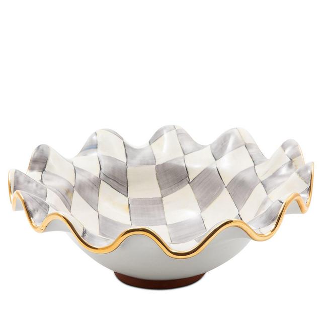 Mackenzie-Childs Sterling Check Medium Fluted Serving Bowl