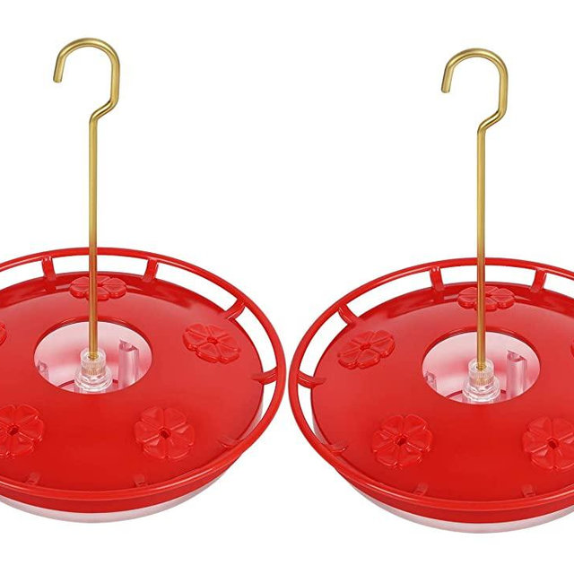 eWonLife Hummingbird Feeders for Outdoors, 2 Pack, Leak-Proof, Easy to Clean and Refill, Saucer Humming Feeder for Hummer Birds Lovers, Including Hanger, with 5 Feeder Ports (16 Ounce)
