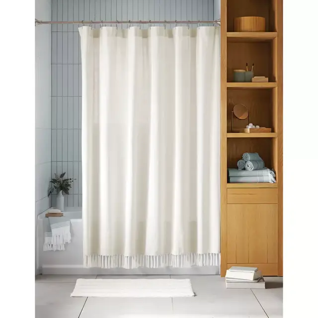Haven™ 54-Inch x 80-Inch Pique Organic Cotton Shower Curtain in Coconut Milk