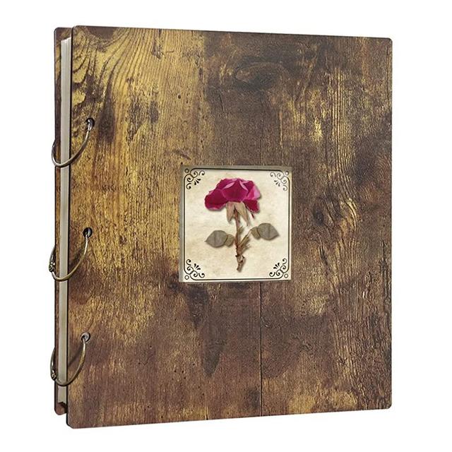 EdenseeLake Dried Flower Photo Album 4x6 Wooden Photo Book Holds 500 Photos Horizontal and Vertical