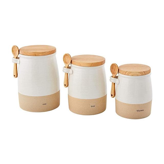 Stoneware Set of 3 Canisters