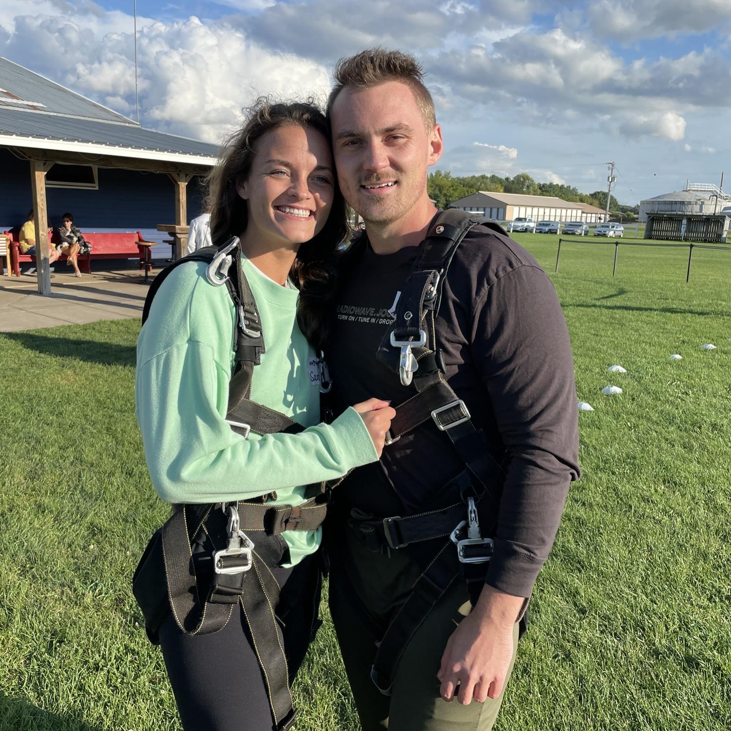 Moments before we skydived with Alec's family in Wisconsin!