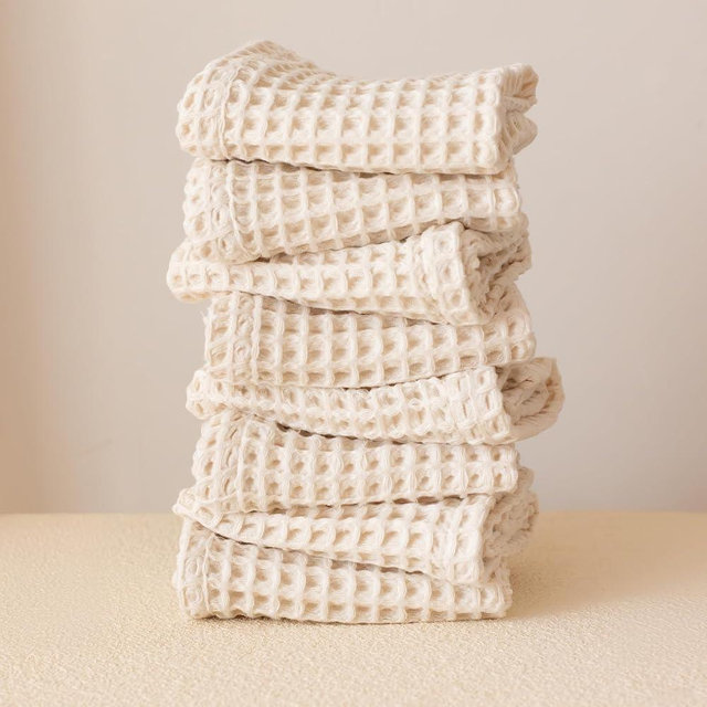 Viva Maison Premium 100% Turkish Cotton Wash Cloths & Face Towels Pack of 8, Luxury Turkish Waffle Washcloth Ideal for Bath, Makeup, Kitchen (Natural, Set of 8 Washcloths)
