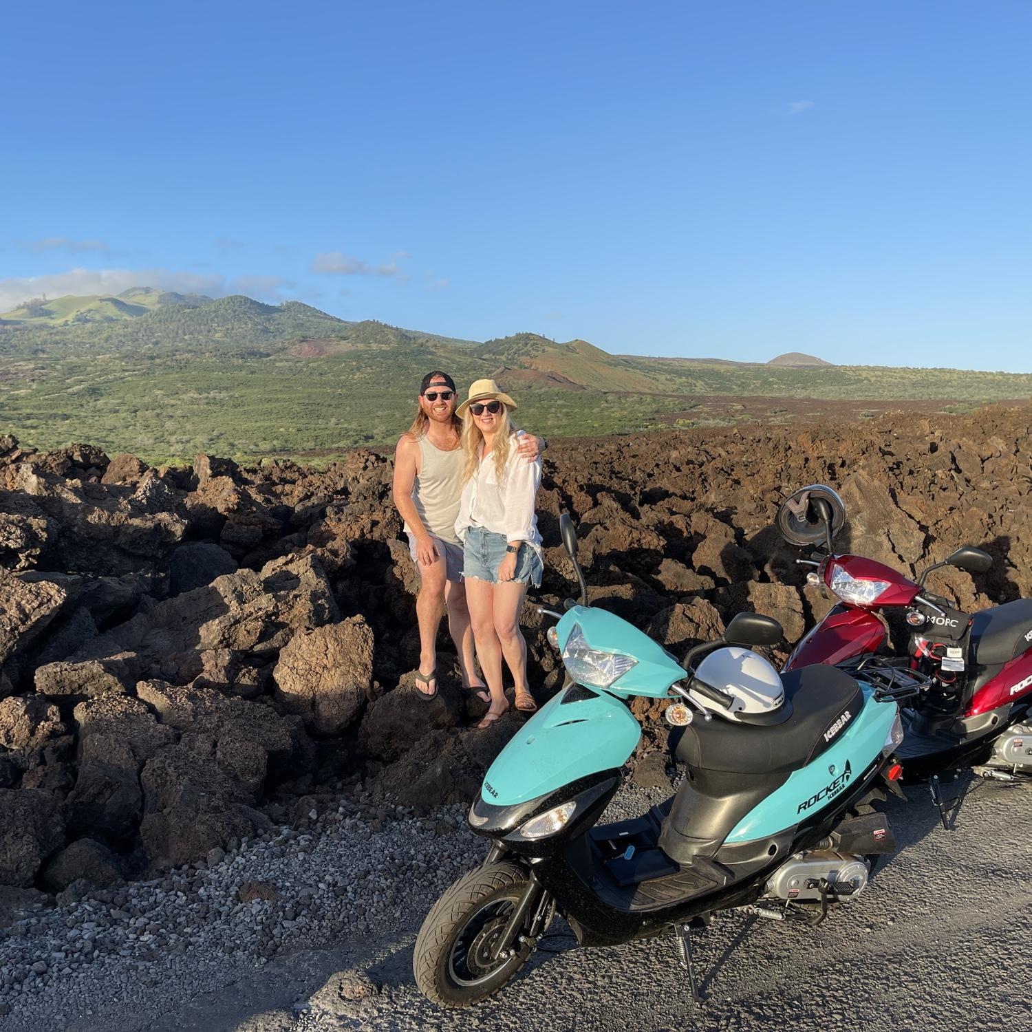 Moped ride to the lava rocks in Hawaii