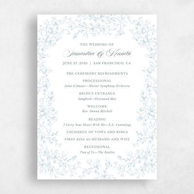 Baby Blue Wedding Program - Venado
