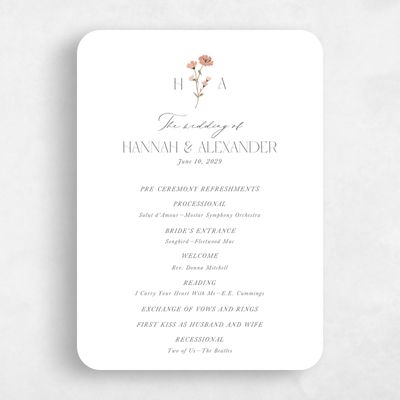 White Rounded Wedding Program - Marlowe