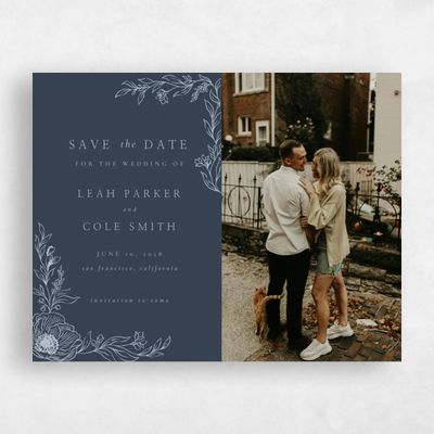Grayed Navy, Blue Wedding Save the Date - Fiora Photo
