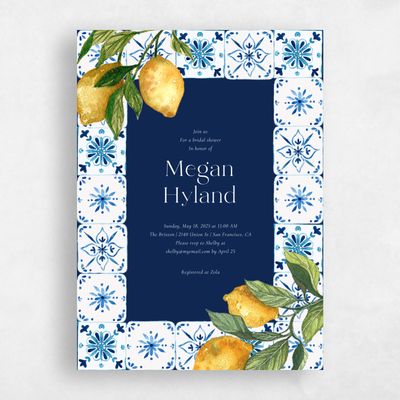 Navy, Blue Wedding Wedding Shower Invitation - Limoncelli Portrait