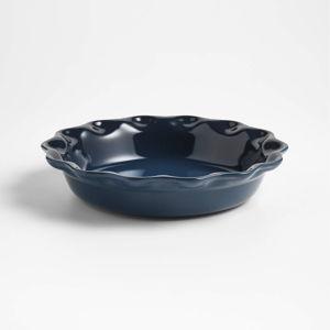 Le Creuset Heritage 9" Nuit Ceramic Pie Dish | Crate & Barrel