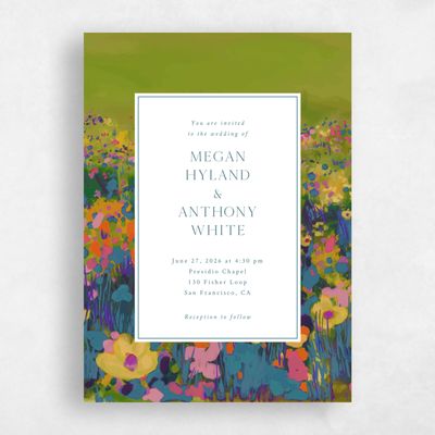 Blue Floral Wedding Invitation - Alta Portrait