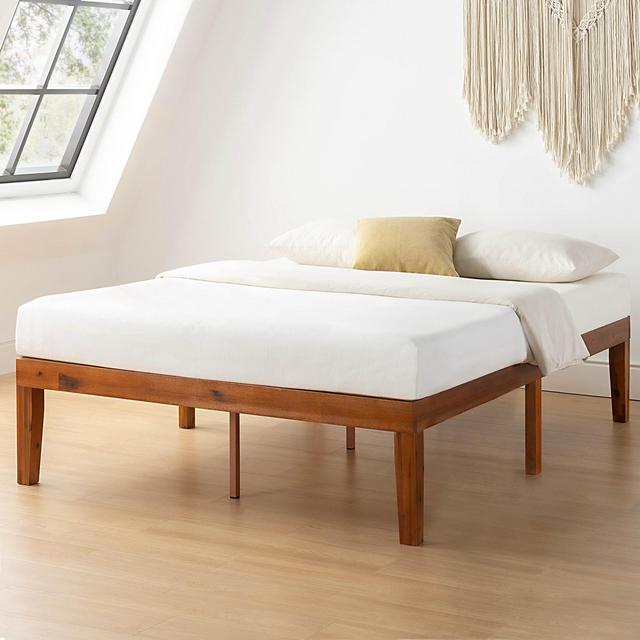 Queen 16" Naturalista Classic Solid Wood Platform Bed Cherry - Mellow: Sturdy, Mid-Century Modern, No Box Spring Required