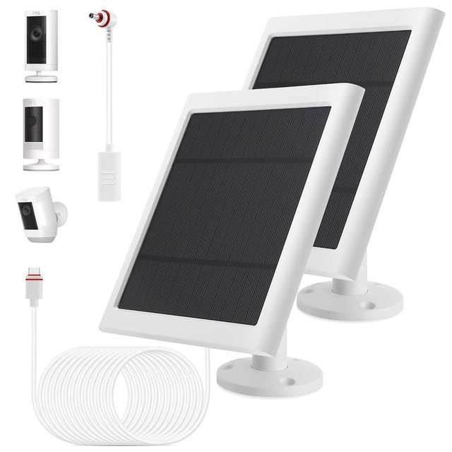 2 Pack - Solar Panel for Ring Camera, Compatible with Ring Spotlight Cam Plus/Pro(Battery) & Ring Stick Up Cam/Pro Battery & Ring Spotlight Cam Battery with 10FT/3M Long Cable