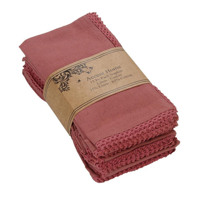 ACCENTHOME Blush Cloth Napkins Set of 12 18x18 inch Cotton Dinner Napkins - Washable Soft Premium Hotel Quality Reusable Napkins Perfect Table Napkins for Family Dinners, Weddings & Everyday Use