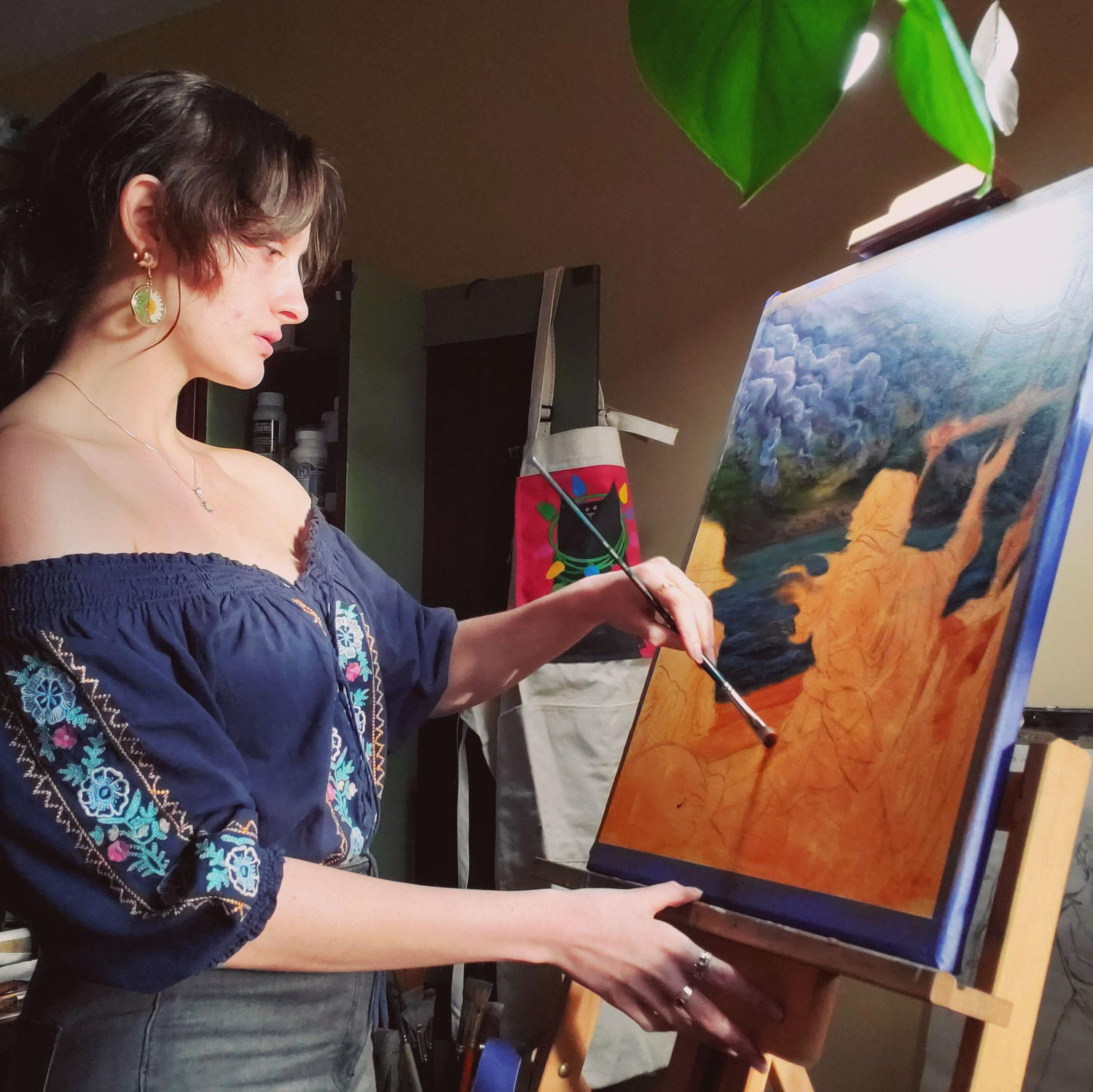 A process photo of Paige working on an illustration for a book she worked on and will be published April 7th this year! It's called 'Evangeline's Journey' written by Cathie Pelletier.